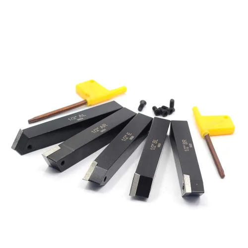 Miniatura 8 de OSCARBIDE 1/2 "Mini torno de carburo indexable portaherramientas de torneado 5 piezas/juego, herramientas de corte de torno de metal con insertos