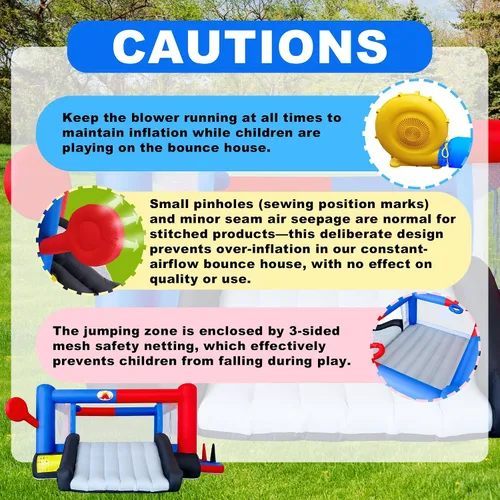 Miniatura 6 de WELLFUNTIME - Casa inflable de rebote y castillo inflable con soplador, castillo de salto 7 en 1, 160 x 135 x 60 pulgadas para 4 niños, tobogán