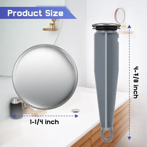 Miniatura 2 de Enhon Tapones emergentes compatibles con componentes de drenaje Moen, tapón de drenaje cromado para lavabo de baño, 4-7/8 pulgadas de alto, 1-1/4