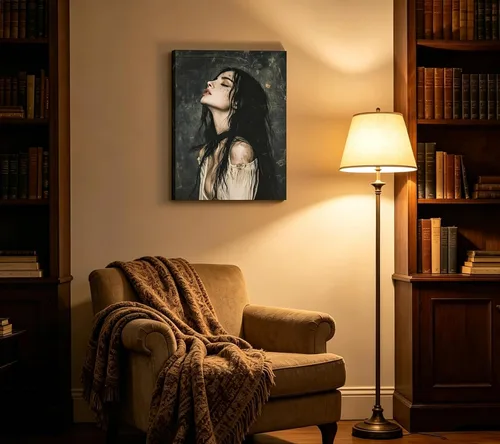Miniatura 4 de XLYFVLGF Arte de Pared en Lienzo Melancólico Oscuro Libresco, decoración de pared preppy oscura, pintura de mujer gótica victoriana, obra de arte