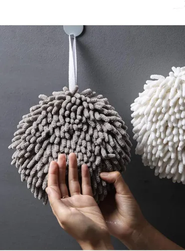 Miniatura 6 de Ivymei Paquete de 3 toallas de mano de felpilla mullidas, bonitas toallas de mano colgantes con lazo para cocina y baño, toallas de baño de mano