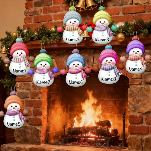Miniatura 4 de Adornos de Navidad personalizados de muñeco de nieve con nombre, adornos de Navidad familiares personalizados para colgar en la puerta del árbol