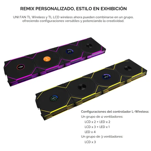 Miniatura 7 de Lian Li UNI - Ventilador Fan TL LCD Inalámbrico 120-Paquete Único-Señal Inalámbrica de 2.4 GHz, Ventilador ARGB-Espejo Infinito-Cadena de Margarita