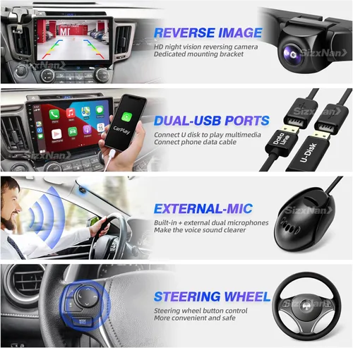 Miniatura 5 de Para RAV4 Actualización Android Radio Pantalla Táctil Compatible con Carplay Android Auto, Coche Estéreo Bluetooth Navegación Media Player GPS WiFi