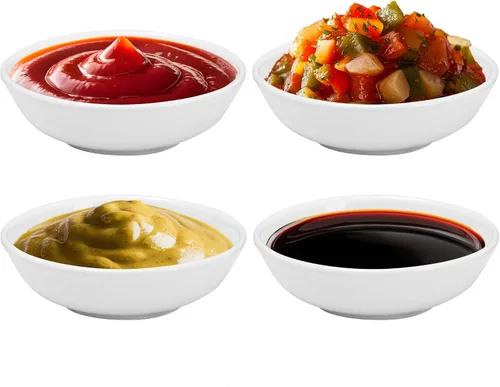 Miniatura 11 de Vikko Mini cuencos blancos, juego de 6 tazas de porcelana para salsa, cuencos para preparar cocinar, cuencos redondos apilables para especias, mini
