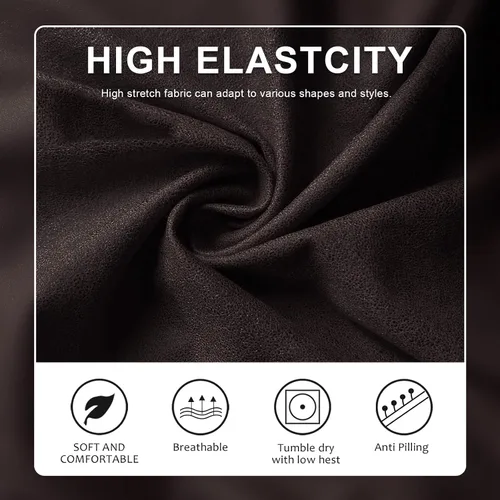 Miniatura 5 de Fundas de cojín tipo cuero para sofá, juego de fundas protectoras de muebles para sillón seccional, sofá biplaza de tela de elastano elástica