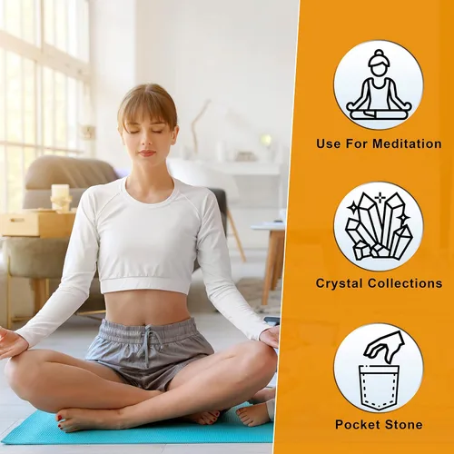 Miniatura 5 de Crocon® Piedra de palma grande de ojo de tigre de 1.969 in, más de 900 quilates, piedras de bolsillo para equilibrio natural de chakras, piedras