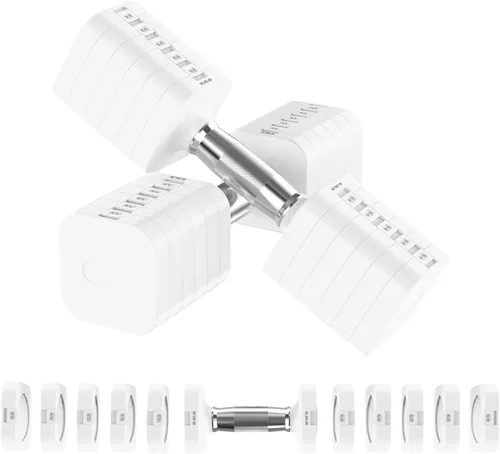 Miniatura 9 de Hezeyferg Juego de mancuernas ajustables de 22 libras, mancuernas de peso ajustable con 4 niveles de 4.4 libras, 6.6 libras, 8.8 libras, 11 libras