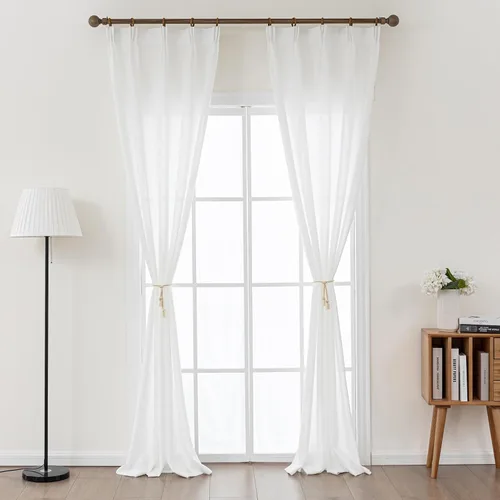 Miniatura 19 de Cortinas semitraslúcidas de lino neutro de 84 pulgadas de largo, cortinas y cortinas de lino beige crema que filtran la luz, tratamientos modernos