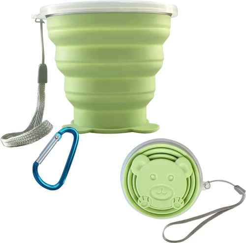 FINDWORLD Vaso plegable de silicona plegable expandible plegable para beber - Tazas portátiles reutilizables para viajes, camping, senderismo, Verde