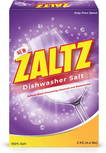Zaltz - Sal para lavavajillas, suavizante de agua, limpiador, agente de enjuague con boquilla fácil de verter, sal real para lavavajillas, caja de