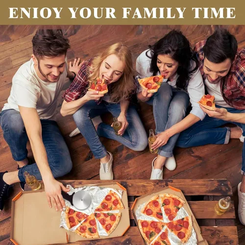Miniatura 2 de Rueda cortadora de pizza de 4 pulgadas, cortador de pizza grande de acero inoxidable con tapa, cortador de pizza súper afilado, apto
