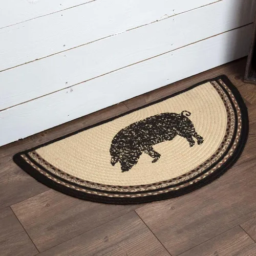 Miniatura 11 de VHC Brands Sawyer Mill - Tapete pequeño de yute medio círculo, color liso, para entrada y cocina, tapete antideslizante de 16.5 x 33 pulgadas (vaca)