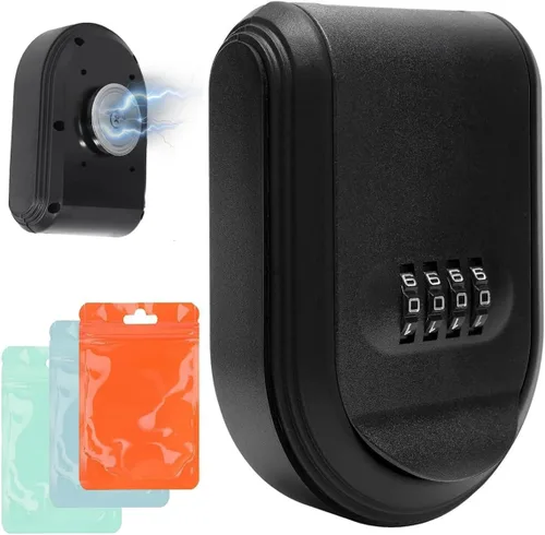 Llavero magnético con cerradura de combinación, caja de llaves magnética impermeable para uso en exteriores, automóvil e interior, imán fuerte negro