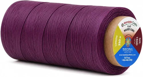 Miniatura 92 de Mandala Crafts Hilo encerado plano de 24 colores surtidos para costura de cuero, 55 x 24 yardas, hilo de poliéster 150D 0.031 in para cueros