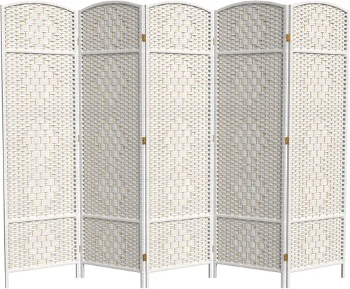 Miniatura 30 de Divisor de ambiente resistente de 6 pies, pantalla de privacidad plegable de fibra de ratán con patrón de diamante, Madera, Mocha oscuro