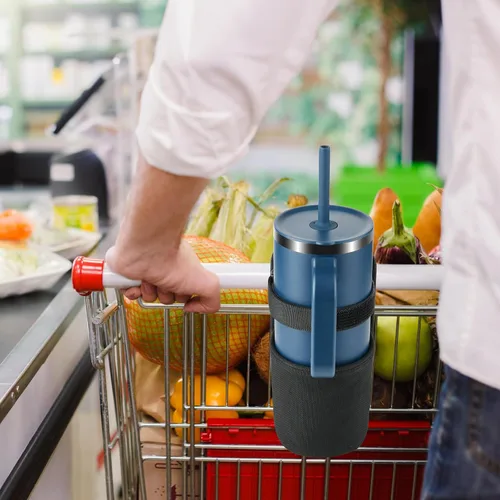 Miniatura 4 de Beautyflier Soporte para tazas de carrito de compras, portador portátil de taza de café, carrito de compras para colgar taza de café, botella