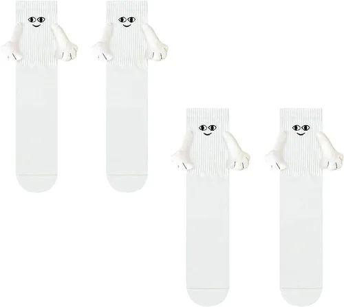 Lucakuins Calcetines de mano divertidos Novlty Parejas Magnéticos Tomados de las Manos Calcetines Unisex 3D Muñeca Medio Tubo Mano en Calcetines de