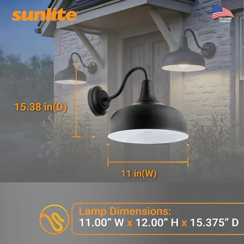 Miniatura 3 de Sunlite 81315-SU - Lámpara LED de cuello de cisne rústica, 30 vatios, 120 voltios, regulable, 700 lúmenes, vida útil de 50,000 horas, exterior