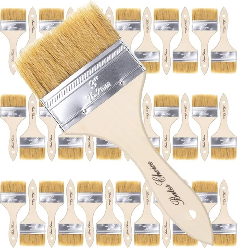 Miniatura 32 de Bates - Pinceles de pintura de cerdas naturales de 1 pulgada, juego de 16 unidades para pintura de astillas, tinte de madera y uso general