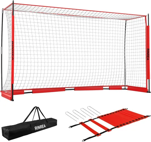 RINREA Portería de fútbol portátil, red de portería de fútbol plegable con base metálica, equipo de entrenamiento de fútbol de montaje rápido con 1