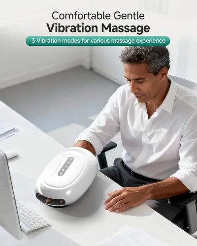 Miniatura 5 de Regalos para padre, papá 2026 masajeador de manos inalámbrico con compresión y vibración de calor, cobertura completa de la muñeca del dedo