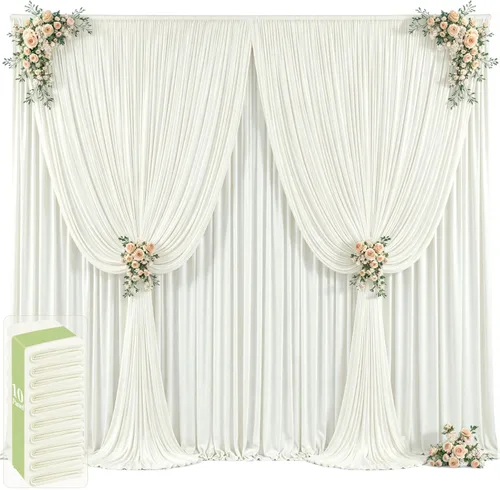 Miniatura 48 de 20 pies x 12 pies Cortinas de Telón de Fondo Azul Bebé Sin Arrugas para Bodas y Fiestas, Telón de Fondo de Tela Azul, Cortinas para Bodas