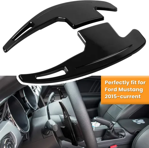 Miniatura 2 de Cubierta extendida para palanca de cambios de volante para Ford Mustang 2015 2016 2017 2018 2019 2020 2021 2022 2023 Accesorios de decoración Negro