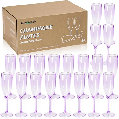 Miniatura 13 de XUWAIDSGN Copas de vino de plástico reutilizables de champán a granel, copas de champán vintage a granel, copas de bar de mimosa, copas de 5.4 onzas
