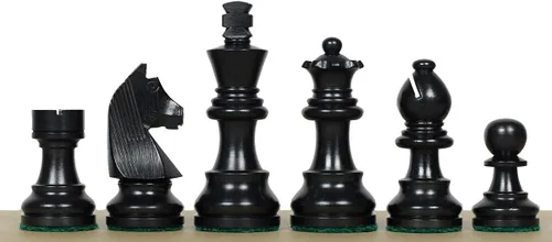 Miniatura 2 de Tournament Series Staunton Piezas de ajedrez con caballero alemán en boj ebonizado y boj - Rey ponderado de 3 pulgadas Juego de ajedrez de lujo
