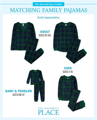 Miniatura 3 de The Children's Place Family Matching, Plaid Waffle 2 Piece Pajama Sets
