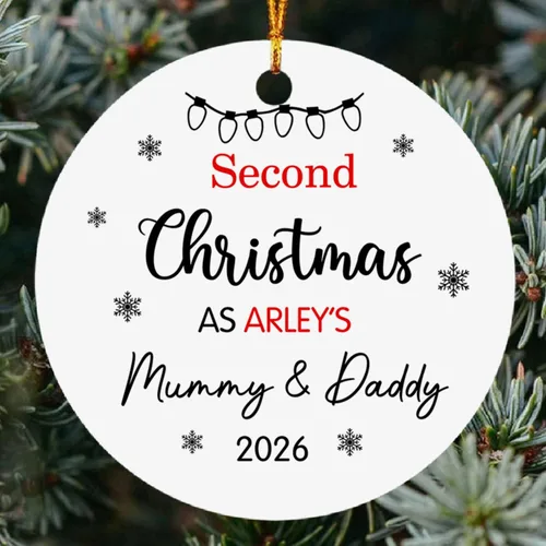 Miniatura 24 de Dino - Adorno de segunda Navidad para bebé, dinosaurio personalizado para niño/niña, regalo para nuevos padres, cumpleaños personalizado y nombre