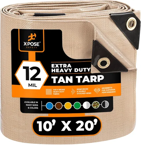Miniatura 77 de Lona protectora Xpose Safety multiusos, de poliéster blanco, resistente, resistente al agua, resistente a la intemperie, resistente a rasguños