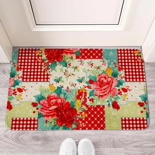 Miniatura 14 de Tapete de bienvenida para puerta de exterior, color verde cactus, 36 x 24 pulgadas, antideslizante, lavable, tapete para puerta de entrada