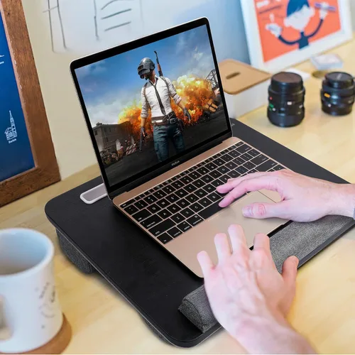 Miniatura 5 de Besign LT08 - Soporte para laptop, escritorio de regazo portátil con cojín de almohada, se adapta a portátiles de hasta 14 pulgadas, con tira Negro