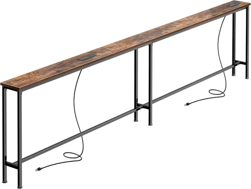 Miniatura 26 de SUPERJARE AST001Z - Mesa de sofá de 79 pulgadas con 2 tomas de corriente y puertos USB-C, mesa consola estrecha de 5.9 pulgadas con almacenamiento