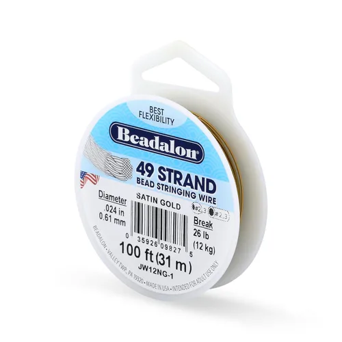 Miniatura 25 de Beadalon Alambre de cuerda de cuentas de acero inoxidable de 49 hebras, 0.036 pulgadas / 0.036 in, negro, 100 pies / 101.7 ft