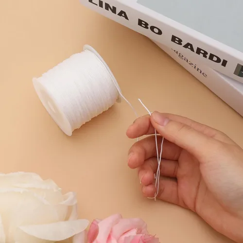 Miniatura 7 de Cordón de nailon blanco de 110 yardas de 0.031 in, cuerda de campanilla de viento para hacer pulseras, collares, joyas, cuerda de nailon satinado