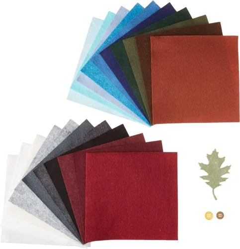 21 hojas de fieltro, colección de colores de invierno de 6 x 6 pulgadas, fabricadas en Estados Unidos, fieltro de mezcla de lana merina
