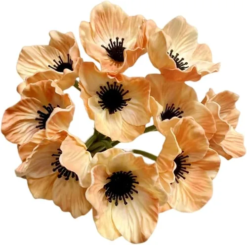 Miniatura 8 de Rikyo 10 ramos de flores artificiales de 11 pulgadas, flores de amapola, anémona que no se decoloran, flores silvestres falsas para mesa de cocina