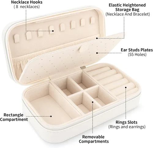 Miniatura 2 de DesignSter Joyero de viaje, estuche portátil de piel sintética, pequeñas cajas de joyería para regalos, organizador de joyas de viaje para mujeres