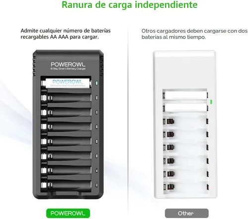 Miniatura 5 de Baterías AAA recargables con cargador, cargador de batería avanzado para celda individual, baterías AAA de alta capacidad y baja autodescarga Ni-MH