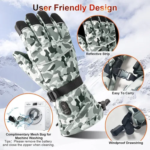 Miniatura 5 de Guantes con calefacción recargables para hombres y mujeres, forros de guantes de calentamiento rápido de 7.4V, calentadores de manos para artritis