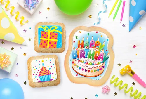 Miniatura 3 de Cesta de regalo de galletas de feliz cumpleaños para hombres, mujeres, niños, niños, caja de regalo de galletas de azúcar decorada sin nueces