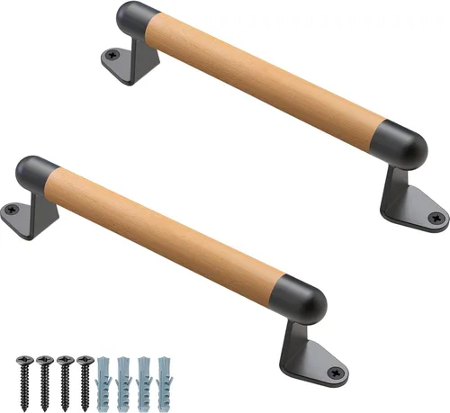 Miniatura 11 de SELEWARE Manija de madera para puerta de granero de 9 pulgadas, para valla, puerta de granero, armario, cobertizos para puertas correderas, Soportes