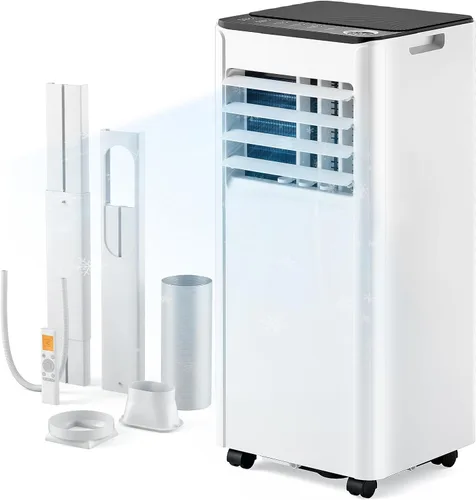 EUHOMY Aire acondicionado portátil de 8,000 BTU, unidad de CA portátil 3 en 1 con refrigeración, deshumidificador, ventilador, modo de suspensión de