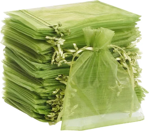 Bskifnn 100 bolsas de organza de satén con cordón, bolsa de organza para el día de la madre, día de San Valentín, Halloween, bolsas de dulces, boda,