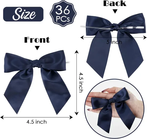 Miniatura 55 de AIMUDI Lazos de Satén Azul Real con Nudo Giratorio para Bolsas de Golosinas 4.5" Lazos Azules Pre-Atados para Envolver Regalos Lazos de Cinta Azul
