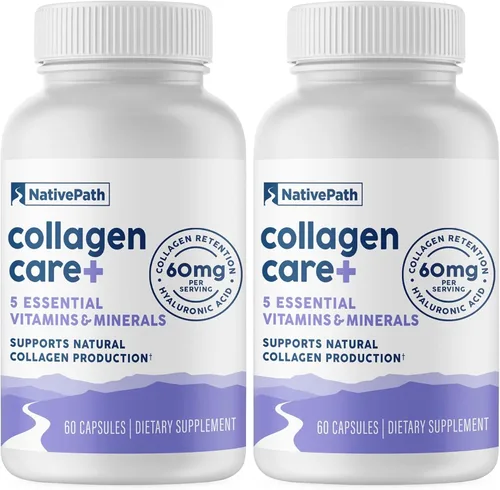 Miniatura 7 de NativePath Collagen Care+, mezcla de 5 vitaminas con ácido hialurónico y boro que apoya el colágeno para hombres y mujeres, 60 cápsulas