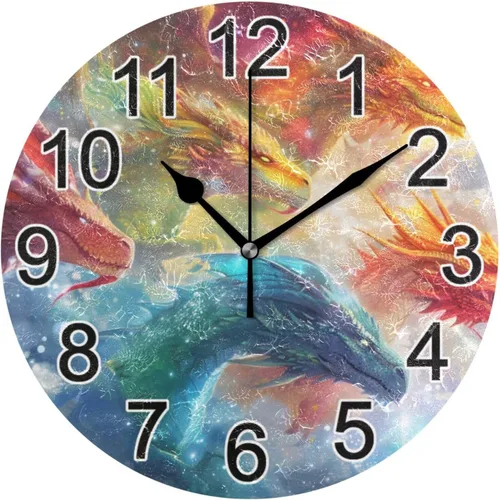 Miniatura 72 de Hummingbird - Reloj de pared de resorte redondo de 10 pulgadas, sin tictac, silencioso, funciona con pilas, reloj analógico atómico de cuarzo